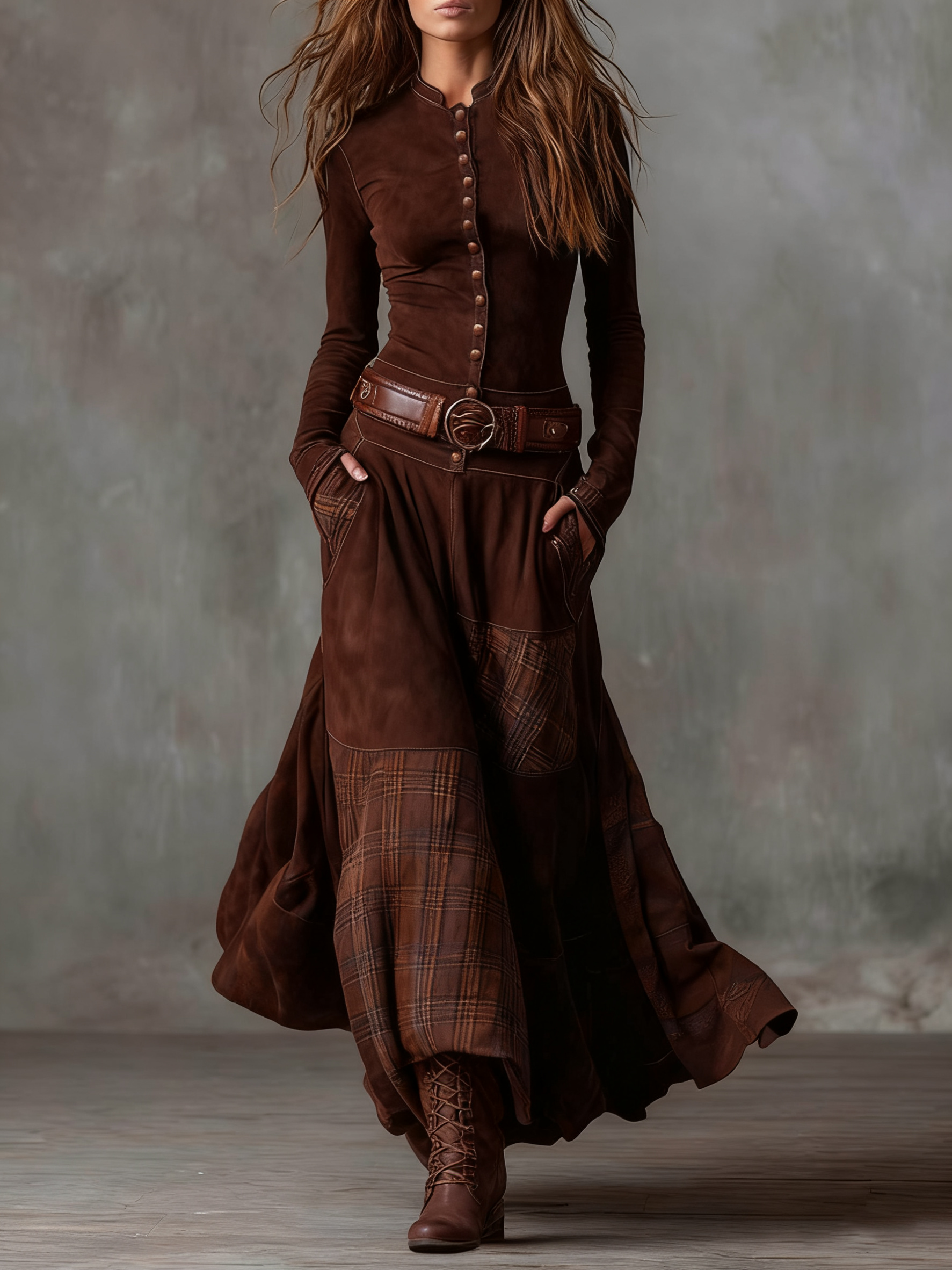Izabella™ Suede Maxi Dress + Free Belt